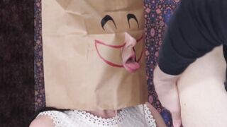 Bag headed submissive teen sucking