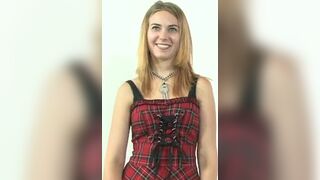 Extra looking blonde on her first casting
