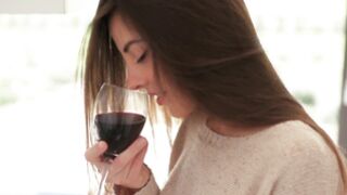 Classy & naughty Lorena B plays with her shaved twat