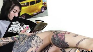Tattoed girl feet POV