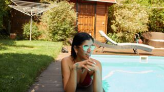 Perfect Latin hot girl by the pool & inside
