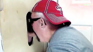 Dick hungry bitch sucking delicious cocks in a gloryhole
