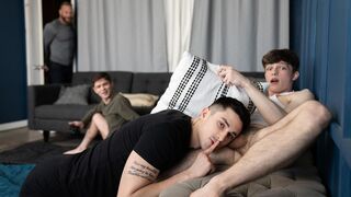 After lights out, the twinks try to be quiet as they fuck