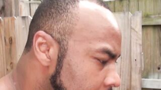 Bald hunk Matt Stevens gets banged raw in interracial bang