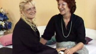 Lesbian Gilf Fucks Titty Blonde STEPMOM With Strapon