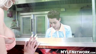 Juan Loco shoots a fat load in a rough sex session with dick sucker Ni