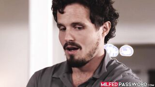 Very big breasted mommy Casca Akashova endures a heavy meat penetrating her bald cun