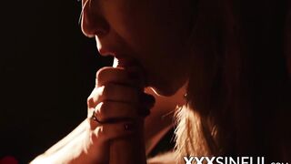 Sensual beautiful babe deepthroats BF before cowgirl riding