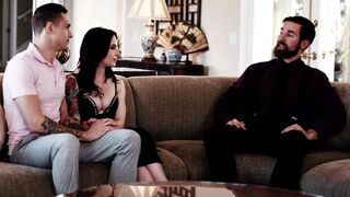 Large tits gold digger pounded by her Boyfriend & his huge cock step daddy