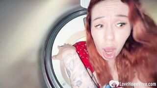 Horny Babe Trapped in Washer Takes My Fat Dick Deep