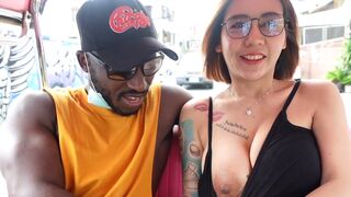 Big Breasted Thai MILF picked up for a dirty interracial threesome