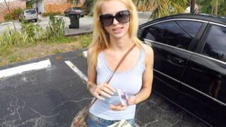 Public utility room quickie with big breasted blonde hot girl