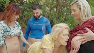 Poolside Groupsex with Lustful German Stepmommies