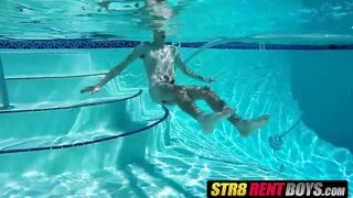 Sexy pool swimming & dick wanking with slim twink