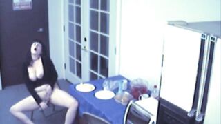 Big Breasted food fetish whore masturbates