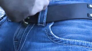 Submissive jock outdoor dominated by wild hunk