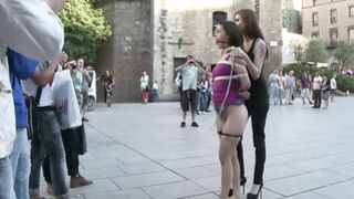 Spanish beautiful babe walked naked in public