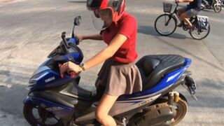 After a day out huge boobs Asian amateur jerked his big dick in the hotel