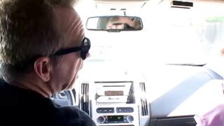 Teen in fishnets riding step daddy's prick