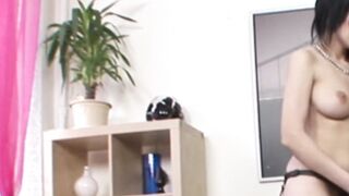 Lesbian couple strapon play & dildo fuck