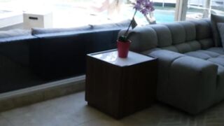 Amateur blondie walks naked in the house spy