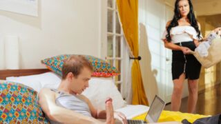 Titty stepmum walk in on fapping stepson