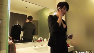 Lustful stud ravaged t-girl in lingerie