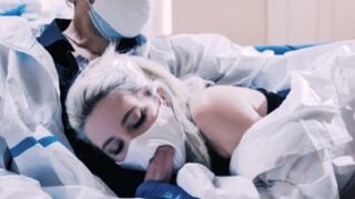 Lola & Lucky wearing protective gears while banging